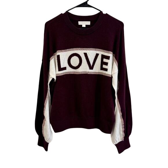 Spiritual Gangster Love Block Party Sweater Womens Size Large Red Rose Gold - Picture 1 of 5